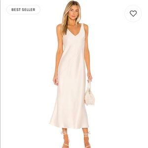 REVOLVE CLOTHING Line & Dot Loulou Satin Dress in Cream Dress